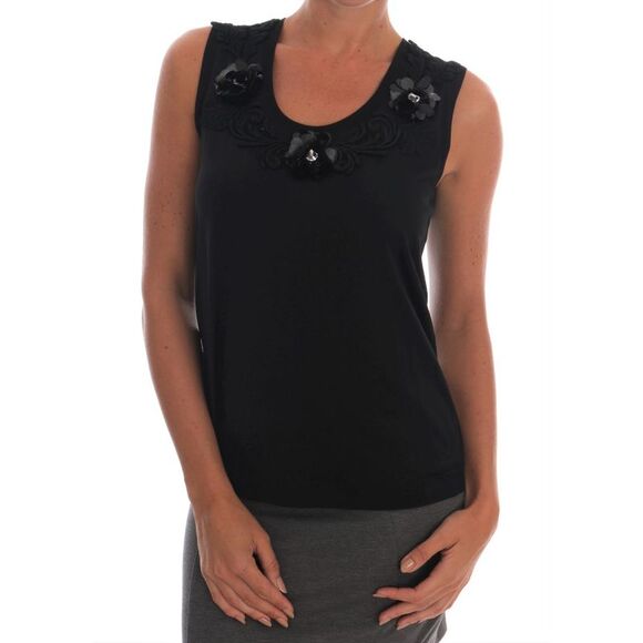 Dolce & Gabbana Dolce Gabbana Sleeveless TopEmbellished Neckline Women Black - Picture 1 of 5